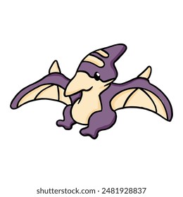 Cute Dinosaur Pteranodon Cartoon Illustration