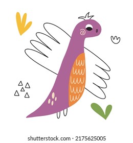 Cute dinosaur in rainbow colors. Vector illustration isolated on white background for children's decor and textiles.