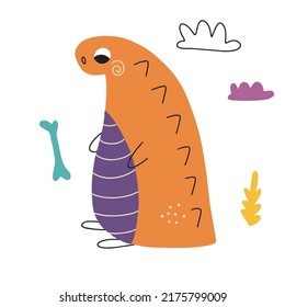 Cute dinosaur in rainbow colors. Vector illustration isolated on white background for children's decor and textiles.