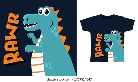 Cute Dinosaurierrawr Design Vektorgrafik bereit für den Druck auf Tees.