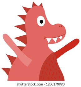 cute dinosaur red color, vector illustration for children's, kids fashion, games, t-shirts, books