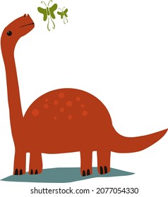 cute dinosaur related material vector illustration. For cards, posters, banners, logos, icons. playground and butterfly