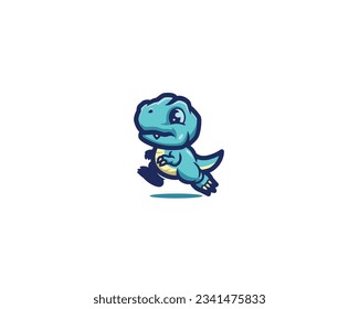 Cute dinosaur a run mascot logo