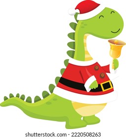 Cute Dinosaur With Santa Costume