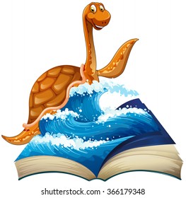 Cute dinosaur in the sea illustration