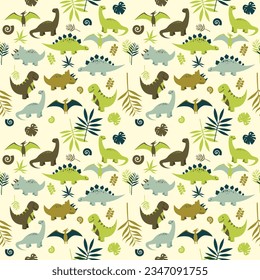 Cute Dinosaur Seamless Pattern for Book Cover, Gift Paper, Blanket, Pajamas