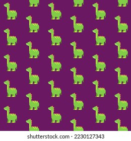 Cute Dinosaur seamless pattern in childish style. Vector Illustration. Can be used for fabric and textile, wallpapers, backgrounds, home decor, posters, cards.