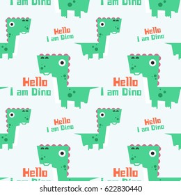 Cute Dinosaur Seamless Pattern Design Vector Illustration
