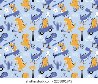 cute dinosaur seamless pattern for fashion clothes, fabric, t shirts. 