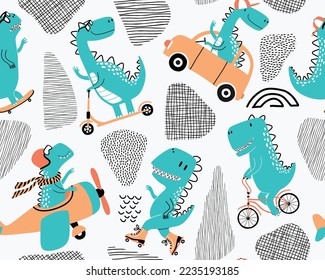 cute dinosaur seamless pattern for fashion clothes, fabric, t shirts. 