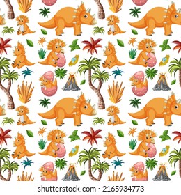 Cute dinosaur seamless pattern illustration