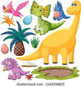 Cute dinosaur seamless pattern illustration