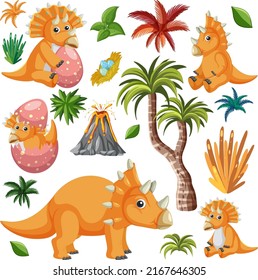 Cute dinosaur seamless pattern illustration