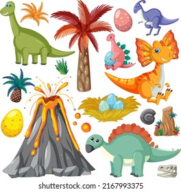 Cute dinosaur seamless pattern illustration