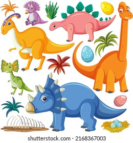 Cute dinosaur seamless pattern illustration