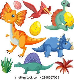 Cute dinosaur seamless pattern illustration