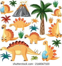 Cute dinosaur seamless pattern illustration