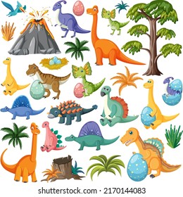 Cute dinosaur seamless pattern illustration