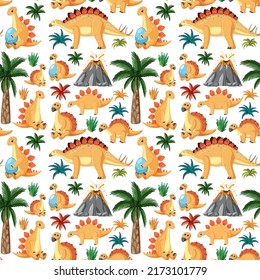 Cute dinosaur seamless pattern illustration