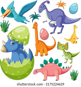 Cute dinosaur seamless pattern illustration