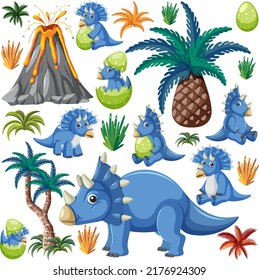 Cute dinosaur seamless pattern illustration