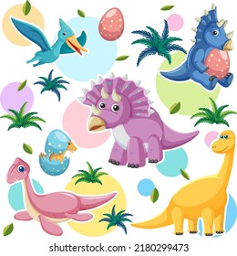 Cute dinosaur seamless pattern illustration
