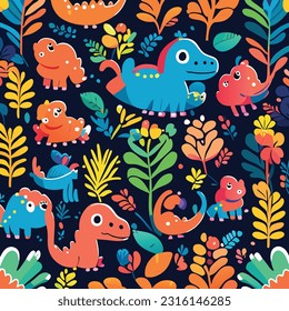 Cute dinosaur seamless pattern royal wallpaper