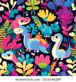 Cute dinosaur seamless pattern royal wallpaper