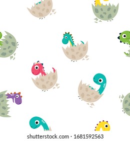 Cute dinosaur seamless pattern. Vector illustration.