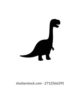 Diseño plano lindo del Vector del icono de la silueta del dinosaurio.