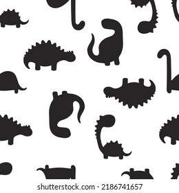 Cute dinosaur silhouette seamless repeat pattern