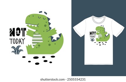 Cute dinosaur Sitting with tshirt design premium vector the Concept of Isolated Technology. Flat Cartoon Style Suitable for Landing Web Pages,T shirt, Flyers, Stickers