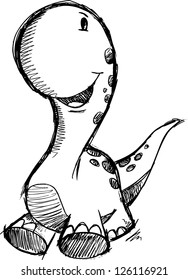 Cute Dinosaur Sketch Doodle Vector Art