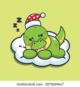 Cute dinosaur sleep. Cute animal cartoon illustration.