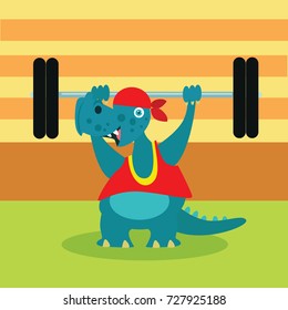 Cute dinosaur in sport theme. Baby dinosaur playing sport for children t-shirt design