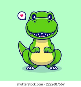 Cute Dinosaur Standing Cartoon Vector Icon Illustration. Animal Nature Icon Concept Isolated Premium Vector. Flat Cartoon Style