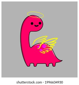 Cute Dinosaur Streetwear Design Pink and Yellow Color Commercial Use