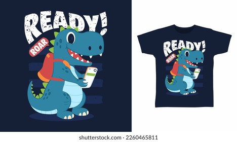 Cute dinosaur to rex cartoon t-shirt art design