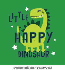 cute dinosaur tee print design as vector