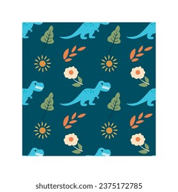 Cute Dinosaur Theme Seamless Pattern Vector Illustration