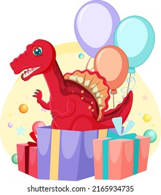 Cute dinosaur themed party cartoon illustration