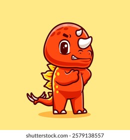 Cute Dinosaur With Thumb Up Cartoon Vector Icon Illustration. Animal Nature Icon Concept Isolated Premium Vector. Flat Cartoon Style