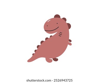 Dinossauro bonito. T-rex Ilustração do vetor plano do desenho animado infantil sobre fundo branco.	