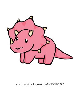 Lindo dinosaurio triceratops ilustración de dibujos animados