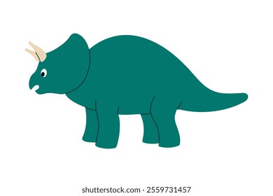 Cute dinosaur triceratops character. Design element for print, greeting card, invitation, book. Isolated vector illustration