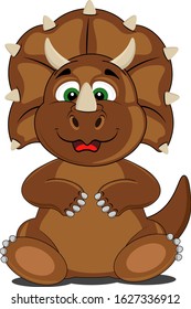 Cute dinosaur Triceratops. Vector illustration on the theme of ancient views and archeology.