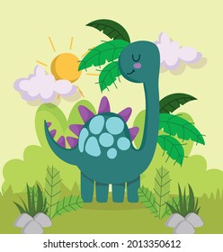 cute dinosaur tropical land cartoon