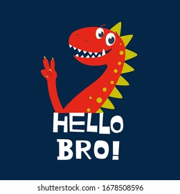 Cute dinosaur. Cute t-shirt design for kids. Cartoon hand drawn vector illustration with lettering. Perfect for kids fashion wear, apparel t-shirt print, textile, surface design 