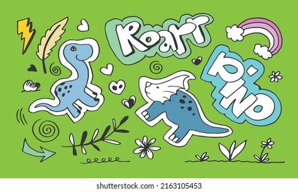 Cute dinosaur t-shirt design with slogan. Vector illustration design for fashion fabrics, textile graphics,wrapping paper,prints.