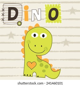 cute dinosaur T-shirt graphics striped background vector illustration